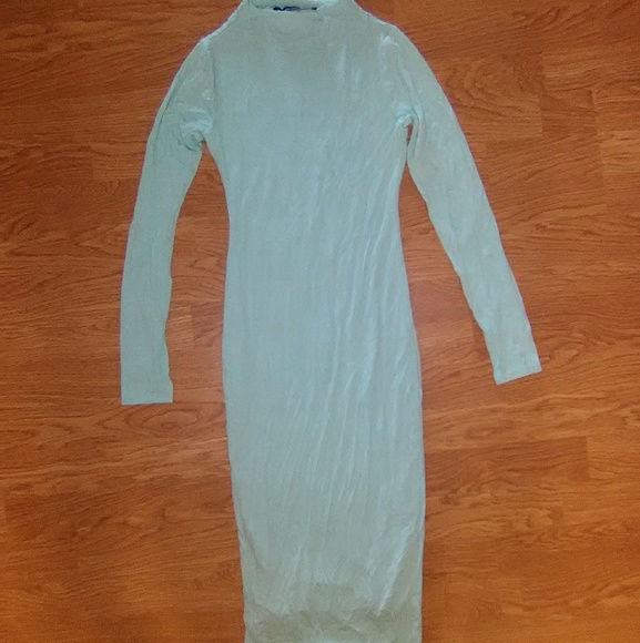 The NW midi mock neck long sleeve dress mint blue - Picture 2 of 6